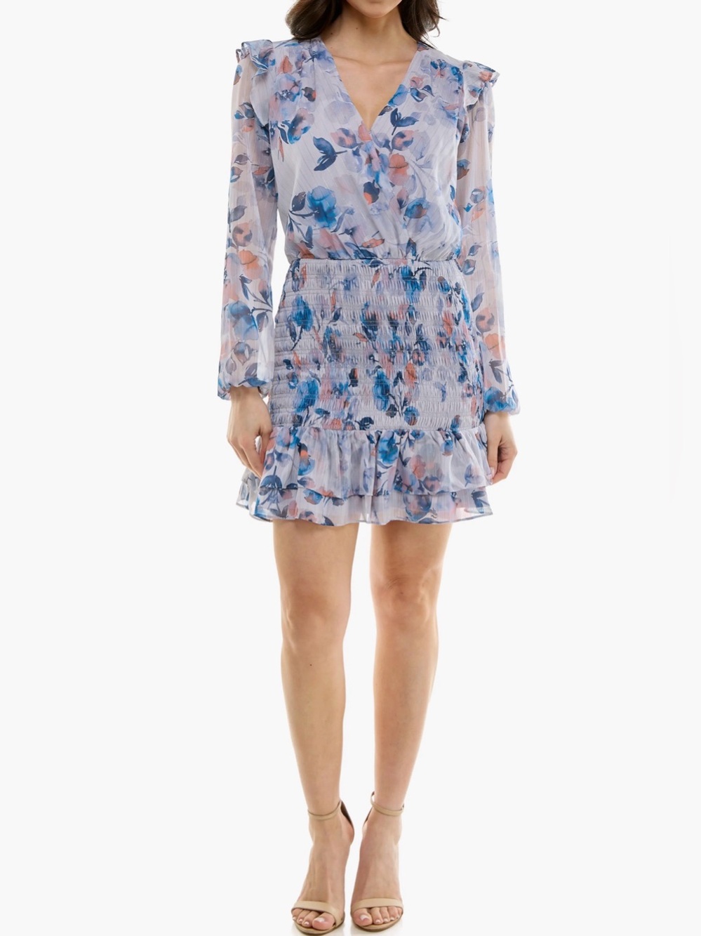 Socialite Long Sleeve Smocked Mini Dress Long Sleeve